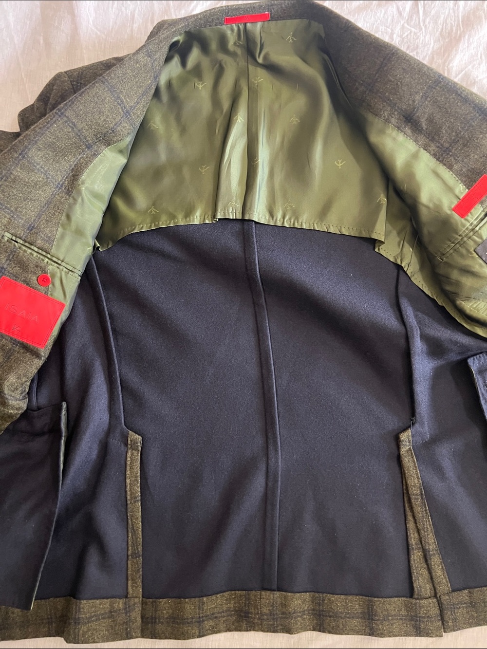 ISAIA NAPOLI Check Sportcoat 42R US (52 EU) Silk Cashmere EUC Green - Picture 10 of 15